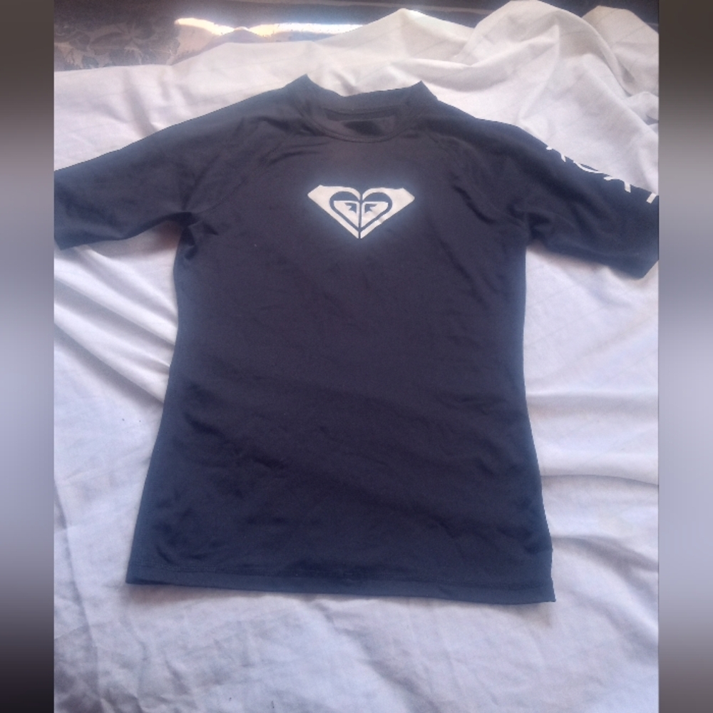 Roxy Black Short Sleeve Rash Guard
